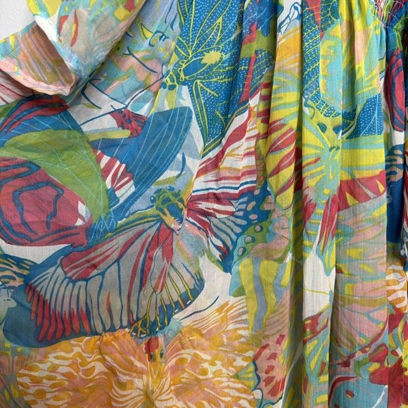 Women’s Swimsuit Coverup Size Large/XL Butterfly Colorful Print Long Beaded - Picture 6 of 8